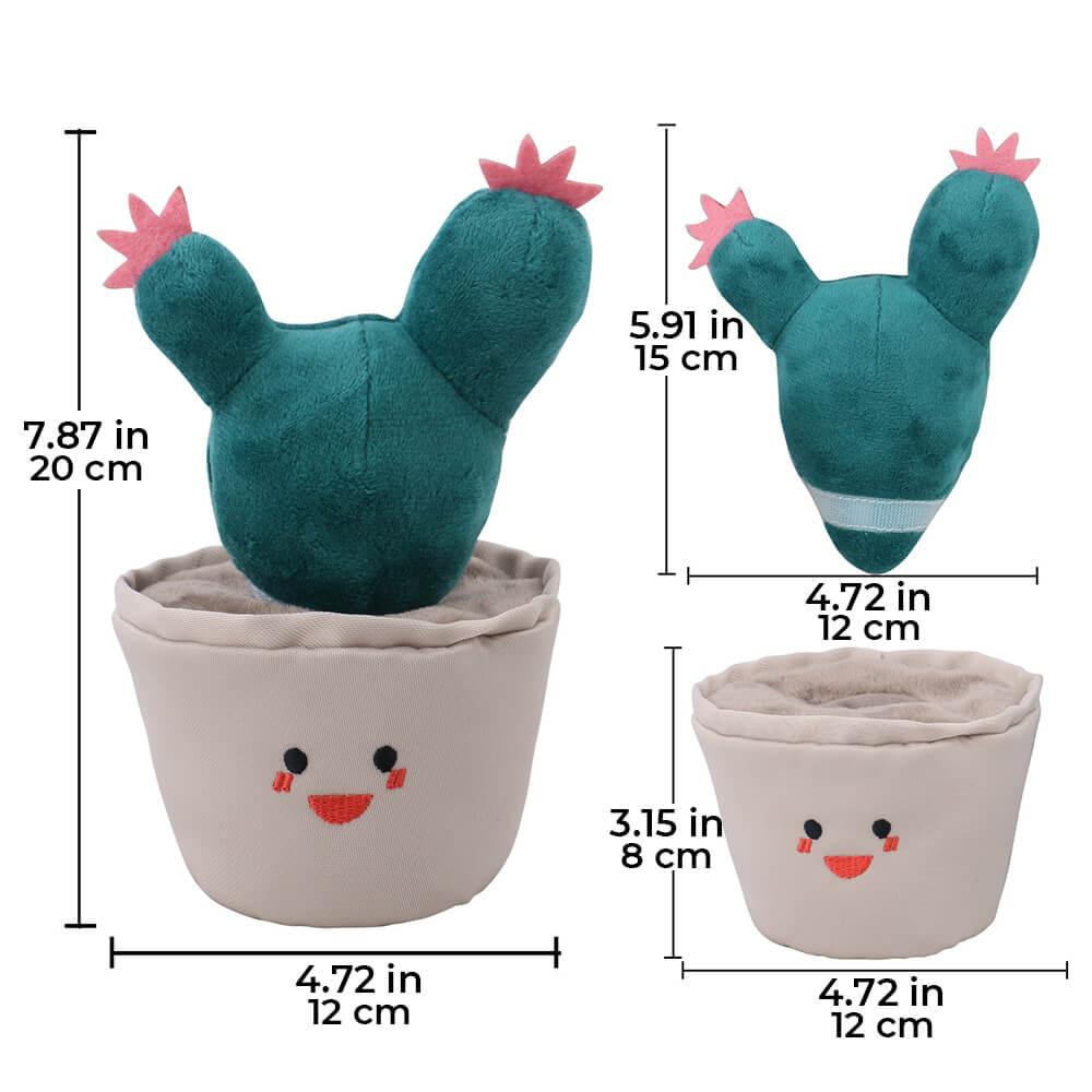 Cactus plush toy that makes noise for dogs, slow feeder, interactive toy.